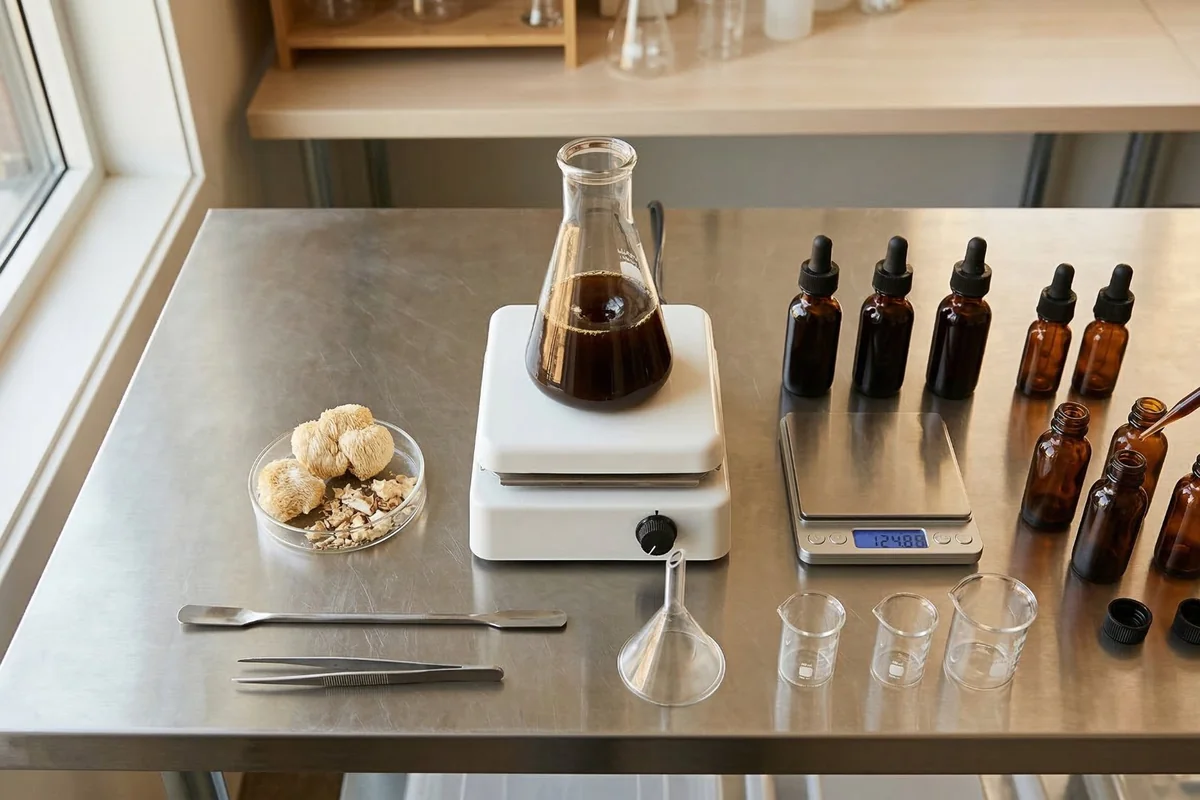 Mycoterra extraction lab — small-batch mushroom processing